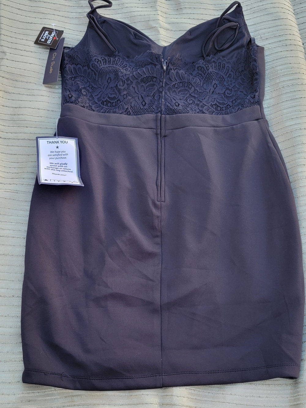 City Studio Dark Navy Lace Bodice Mini Dress